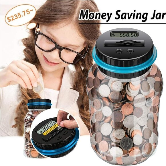 Coin Piggy Bank Saving Jar, Digital Coin Counter with LCD Display Large Capacity - Picture 2 of 7
